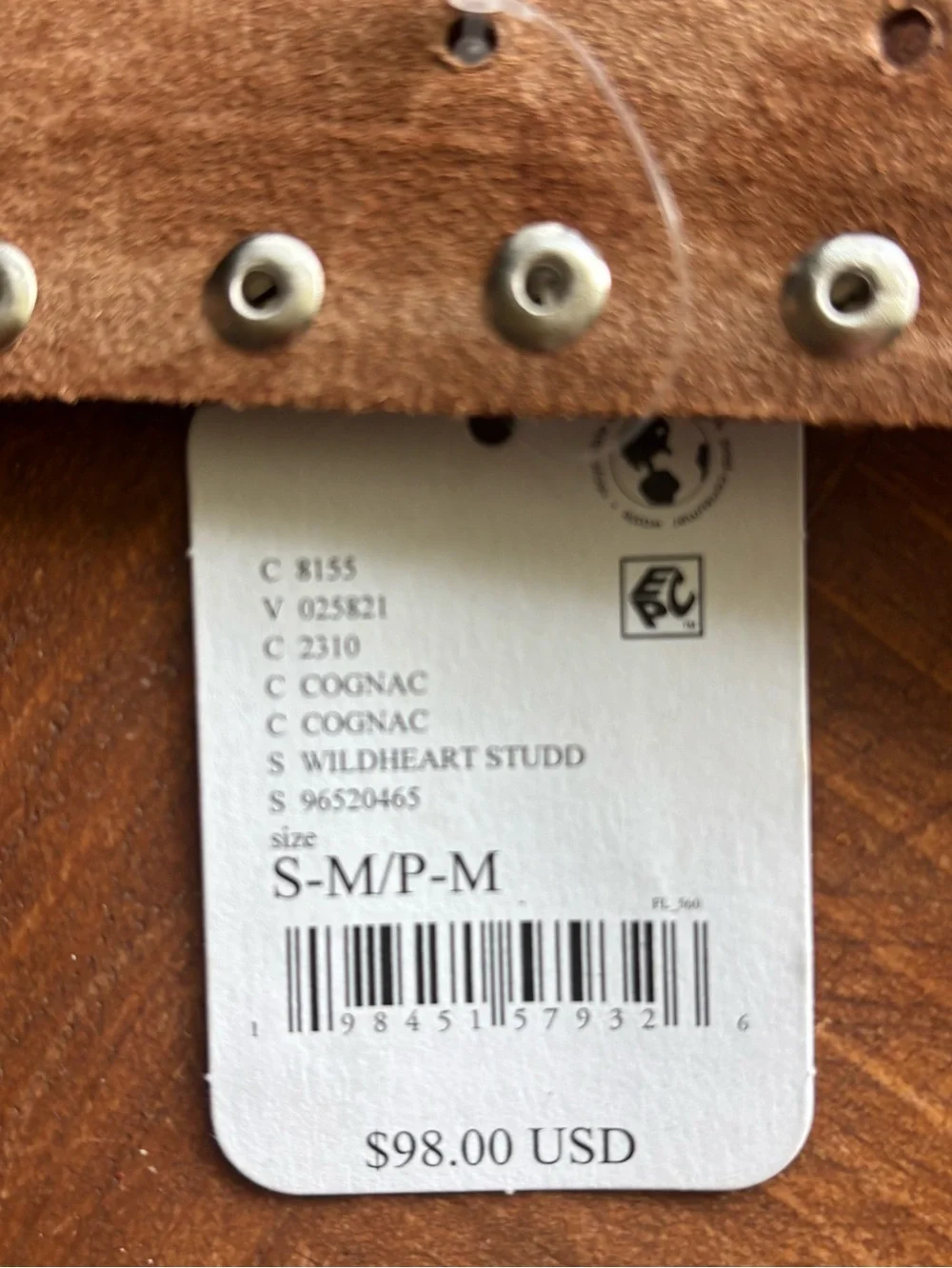 Free People Wildheart Studded Belt NWT